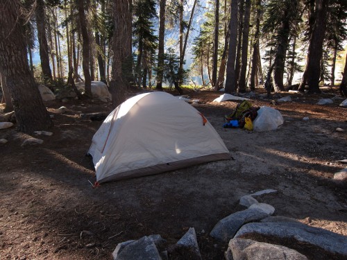Photo of our campsite at Jennie Lake