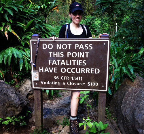 Trail sign along Pipiwai Trail